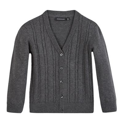 Girls' grey cable knit cardigan